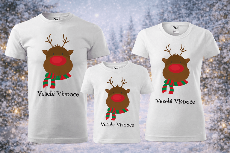 tričká set pre rodinu Sob Veselé Vianoce mk